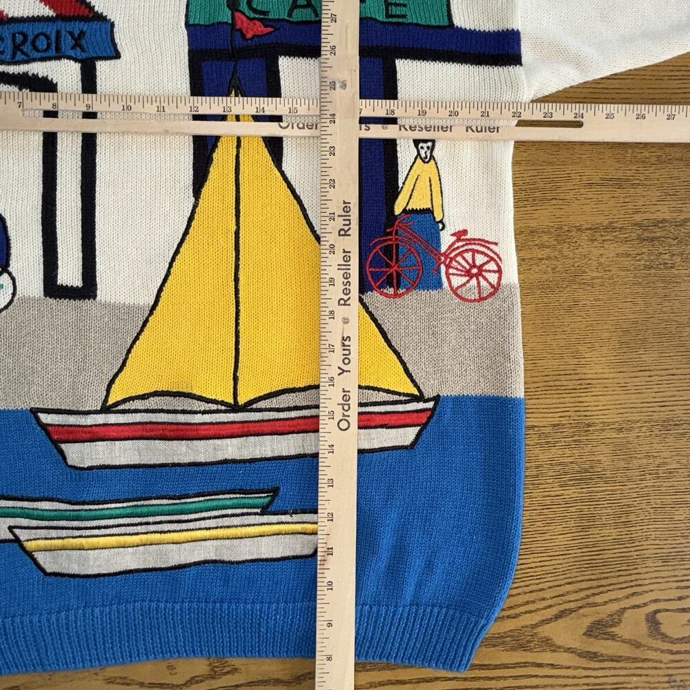 Vintage 1989 I.B. Diffusion Saint Croix Harbor Nautical Knit Sweater M Novelty - Picture 5 of 8
